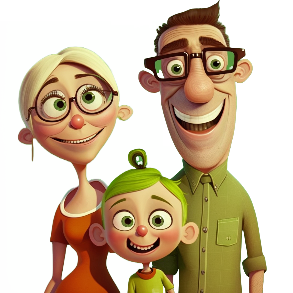 En illustrasjon av en familie